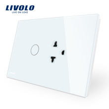 Livolo US Standard Touch Switch Socket with White Crystal Glass Panel VL-C9C1EA-11